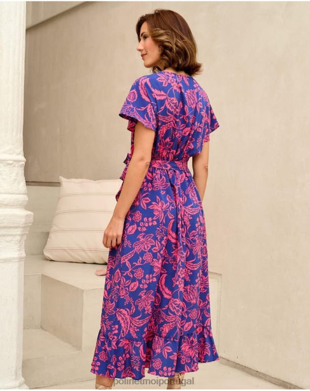 vestido babado dila Polin et moi JV4FH129 roupas pequeno azul