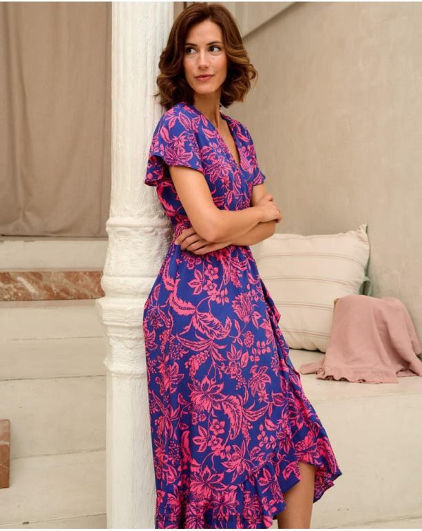 vestido babado dila Polin et moi JV4FH129 roupas pequeno azul