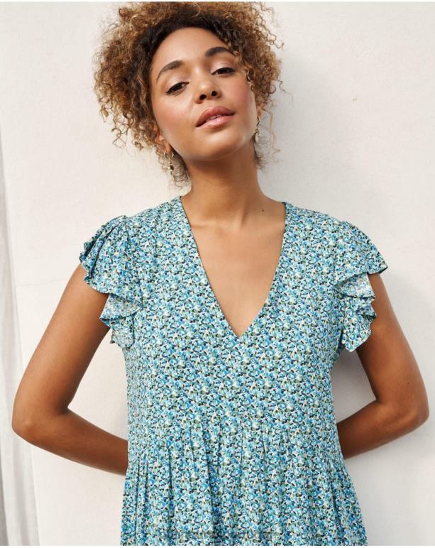 vestido babados lena Polin et moi JV4FH30 roupas pequeno azul