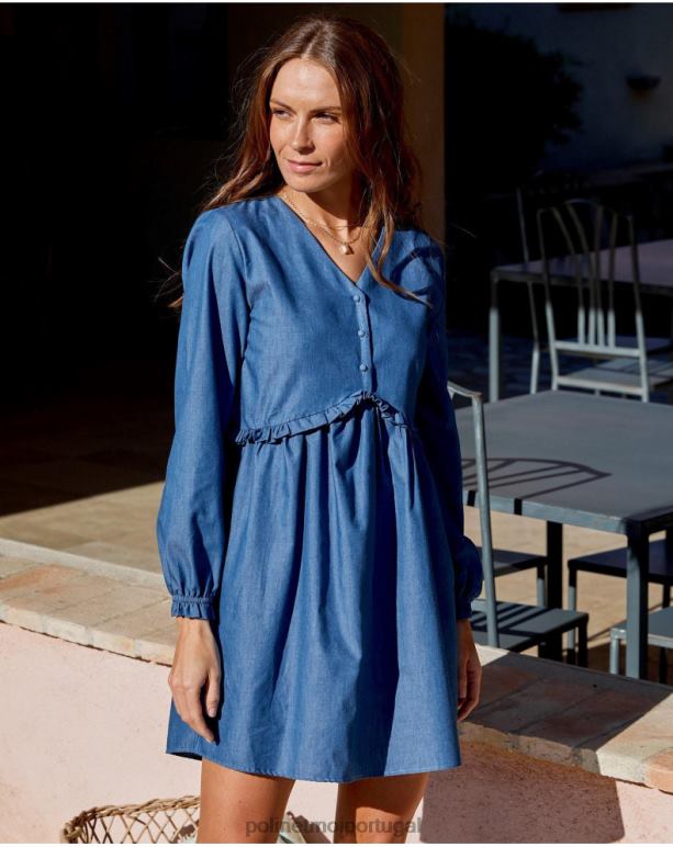 vestido cowboy milão Polin et moi JV4FH101 roupas jeans