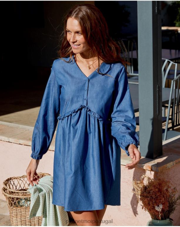 vestido cowboy milão Polin et moi JV4FH101 roupas jeans