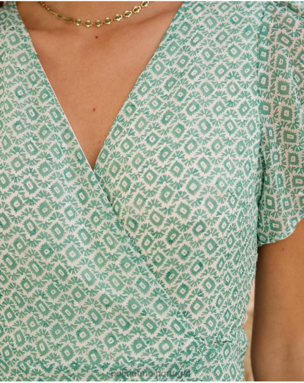 vestido cruzado alex Polin et moi JV4FH85 roupas verde esmeralda