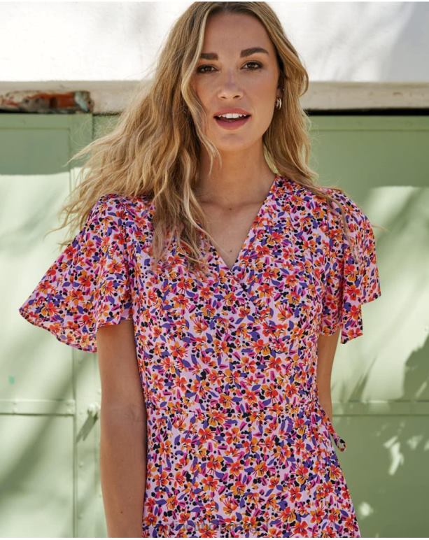 vestido cruzado carma Polin et moi JV4FH107 roupas lilás