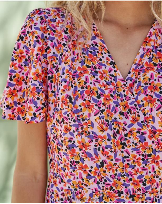 vestido cruzado carma Polin et moi JV4FH107 roupas lilás