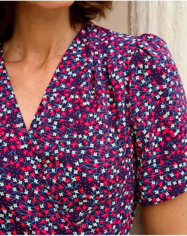 vestido cruzado coral Polin et moi JV4FH75 roupas marinho