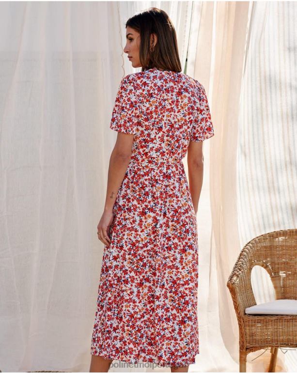 vestido cruzado dina Polin et moi JV4FH57 roupas manga