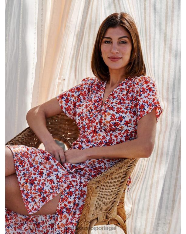 vestido cruzado dina Polin et moi JV4FH57 roupas manga