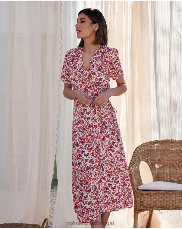 vestido cruzado dina Polin et moi JV4FH57 roupas manga