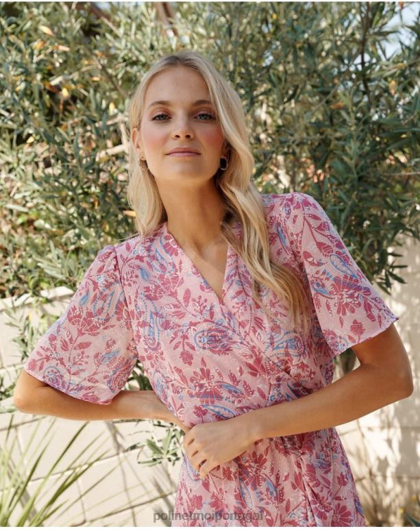 vestido cruzado naiare Polin et moi JV4FH1 roupas rosa