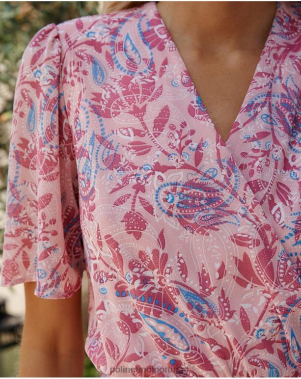 vestido cruzado naiare Polin et moi JV4FH1 roupas rosa