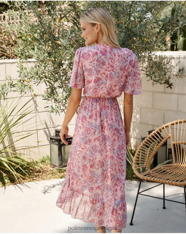 vestido cruzado naiare Polin et moi JV4FH1 roupas rosa