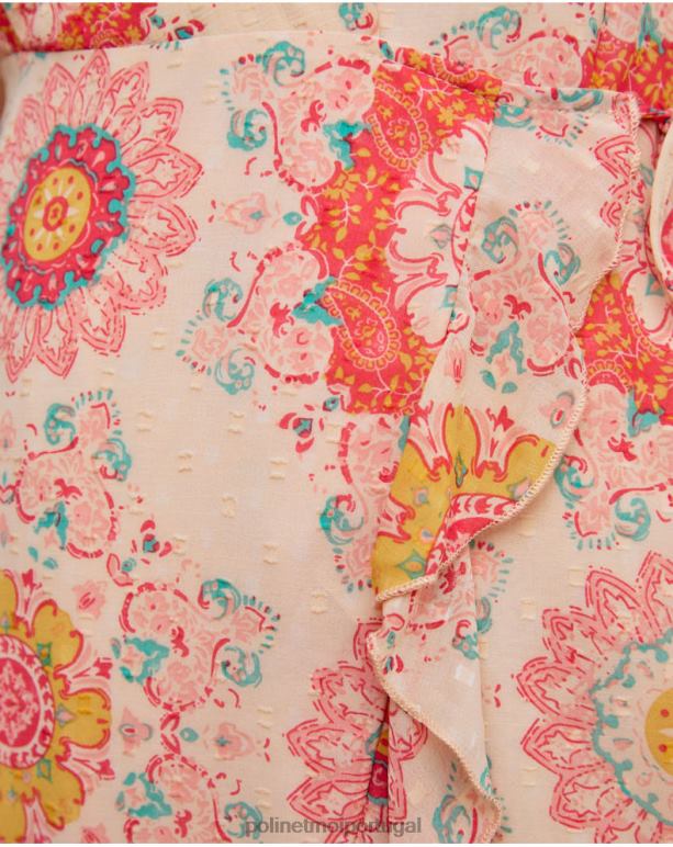 vestido curto helga Polin et moi JV4FH140 roupas salmão