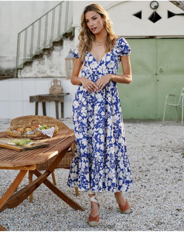vestido de flores nikka Polin et moi JV4FH102 roupas pequeno azul