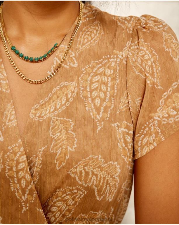 vestido de folhas de bambina Polin et moi JV4FH137 roupas camelo