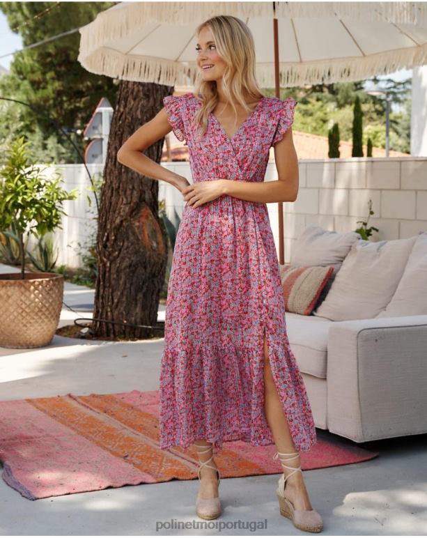 vestido floral noa Polin et moi JV4FH27 roupas fúcsia