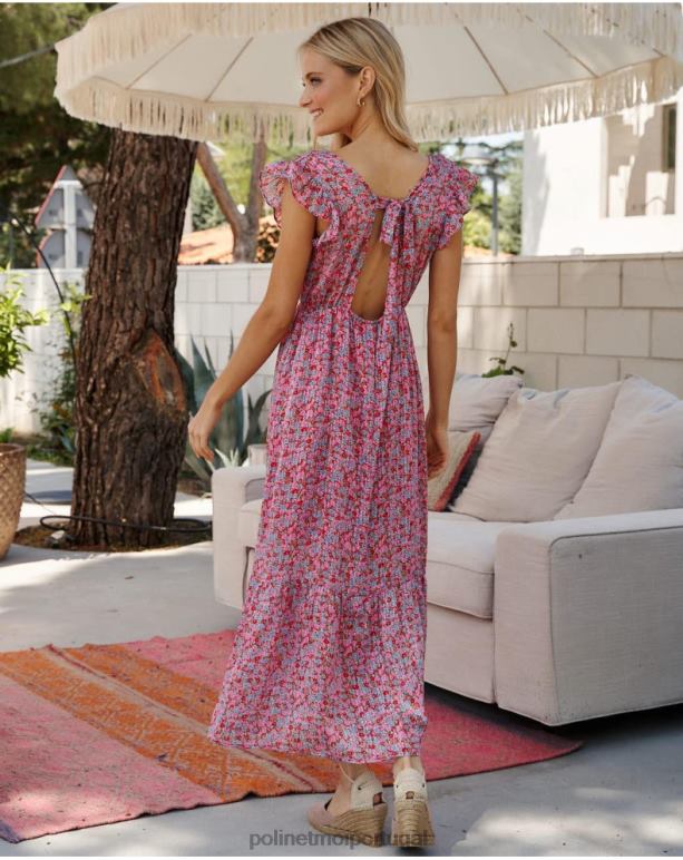 vestido floral noa Polin et moi JV4FH27 roupas fúcsia