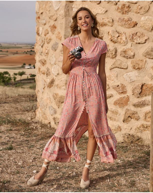 vestido longo carly Polin et moi JV4FH124 roupas salmão