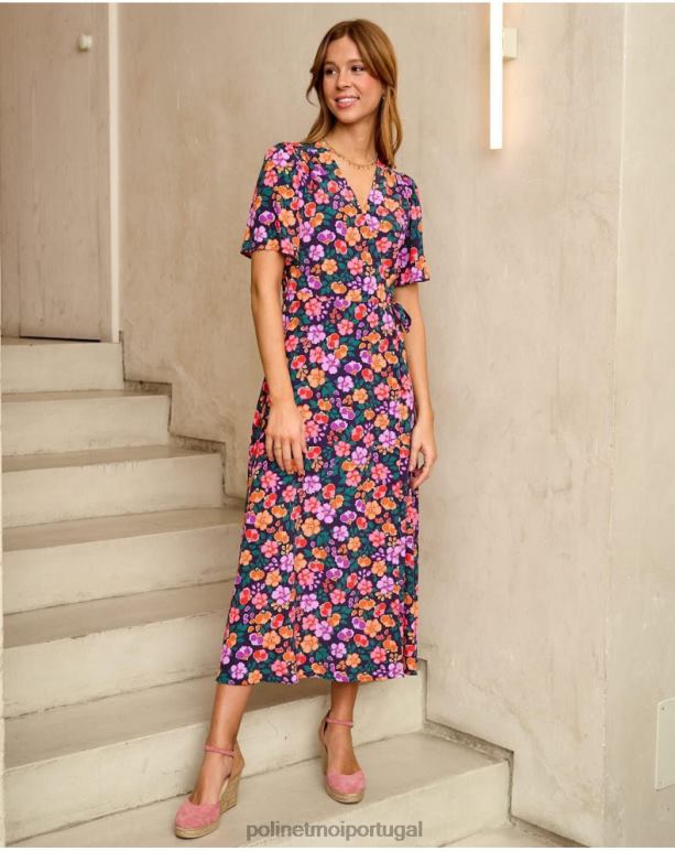 vestido longo gilda Polin et moi JV4FH130 roupas marinho