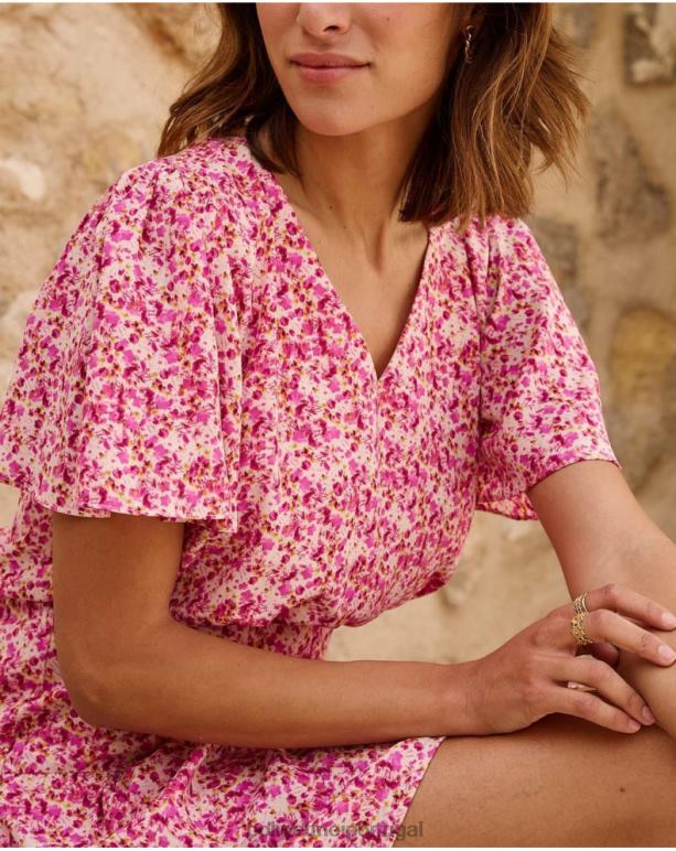 vestido manga yolanda Polin et moi JV4FH76 roupas fúcsia