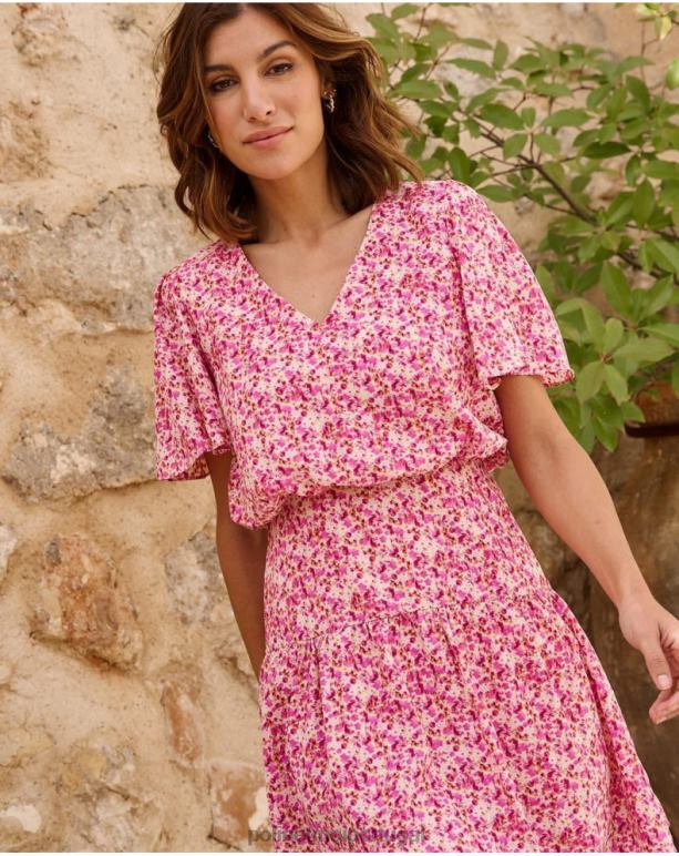 vestido manga yolanda Polin et moi JV4FH76 roupas fúcsia