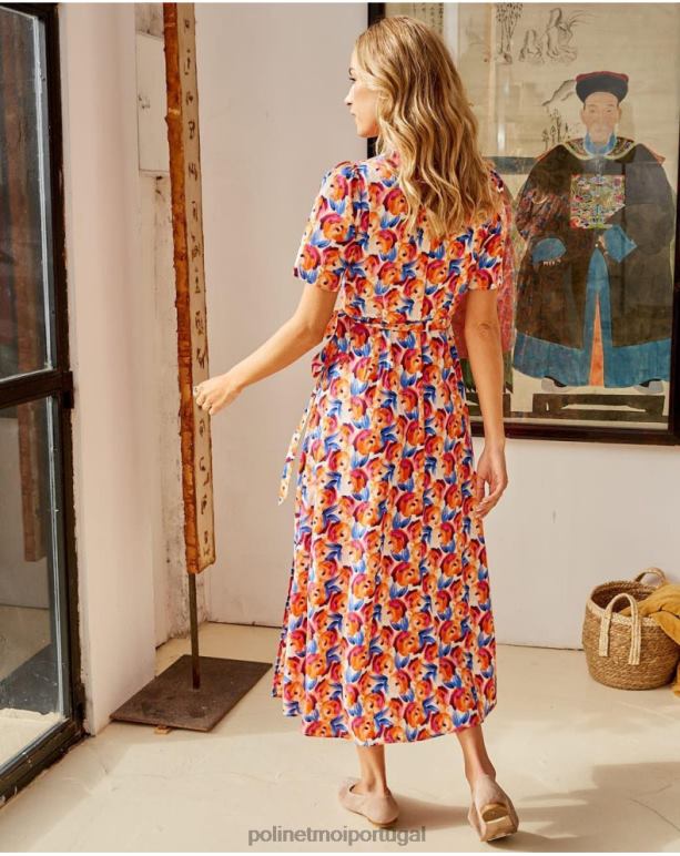 vestido midi flores hannah Polin et moi JV4FH95 roupas laranja