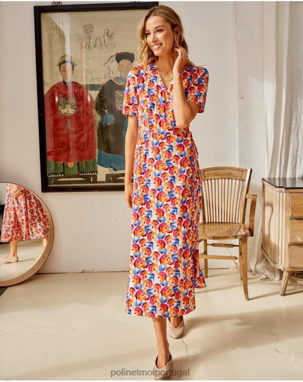 vestido midi flores hannah Polin et moi JV4FH95 roupas laranja