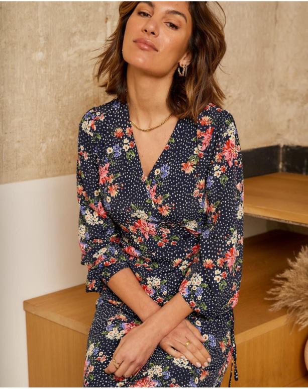 vestido topos fabia Polin et moi JV4FH133 roupas marinho